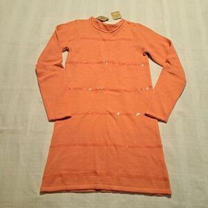 Crazy 8 girls size Large 10-12 sweater dress, light orange & sequin design, New